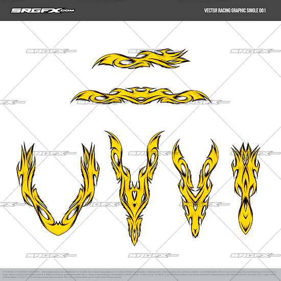 Hooked, wave, pointed and feathered vector racing graphic