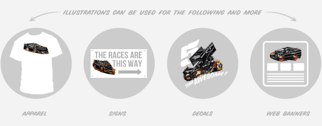 How you to use SRGFX race car illustrations