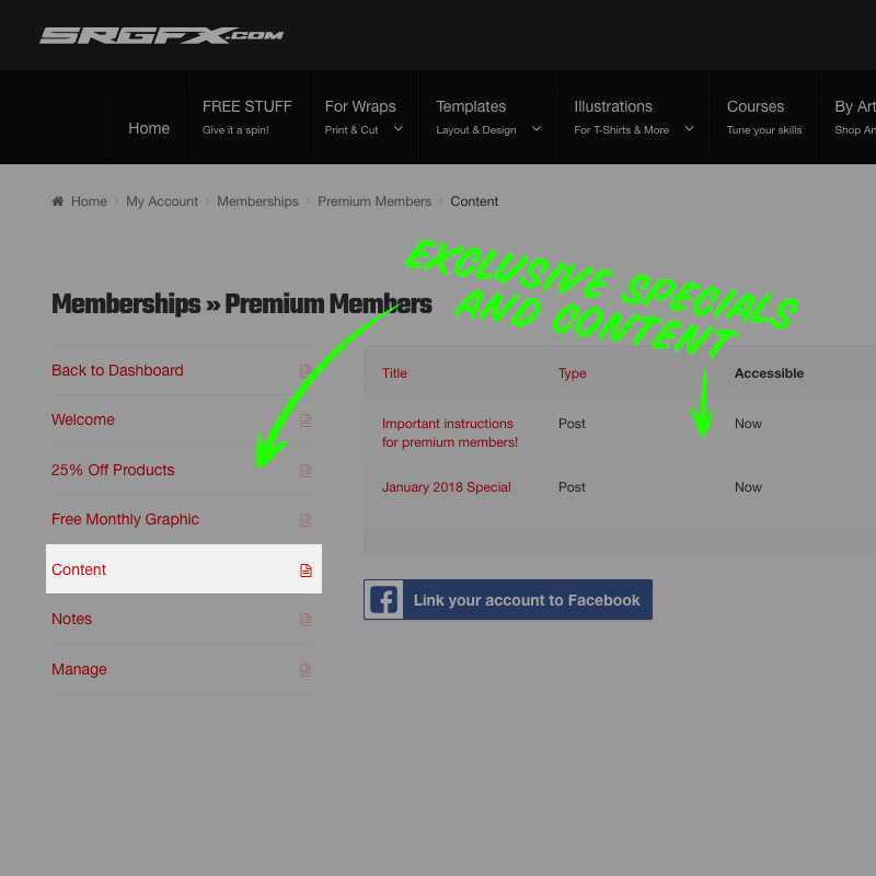 Exclusive discounts and content with srgfx.com premium membership