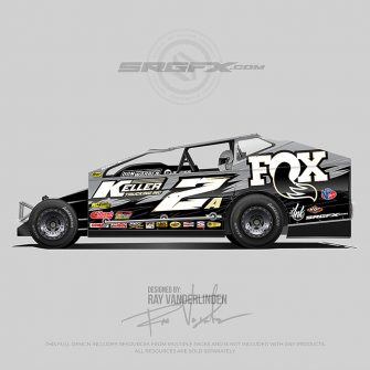 A gold, black and gray number 2 east coast modified wrap layout design assets for wrap designers, graphic designers and wrap companies.