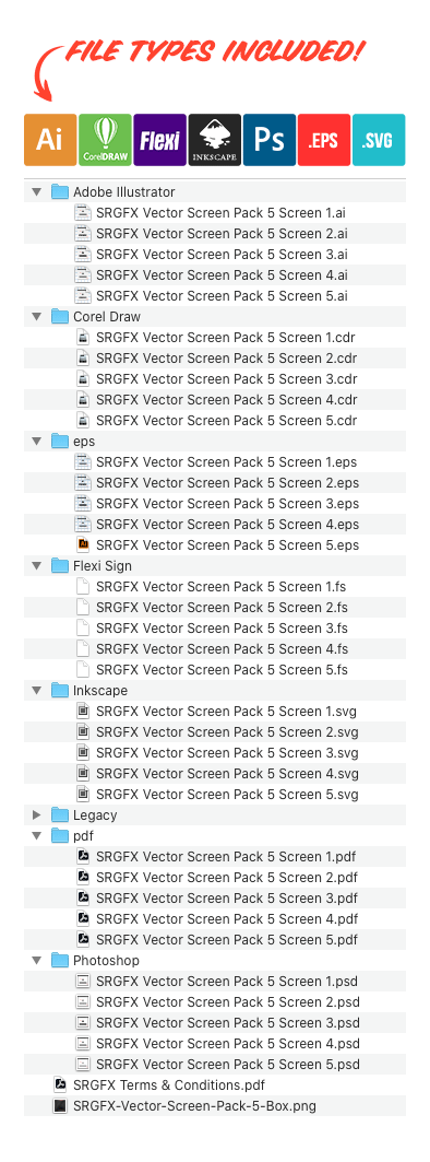 SRGFX Vector Screen Pack 5 File Types