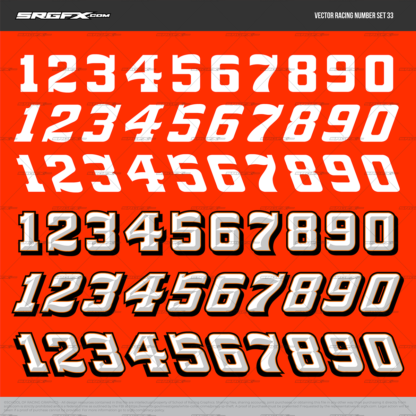 SRGFX Vector Racing Number Set 33 Convex block racing numbers with brush stroke details