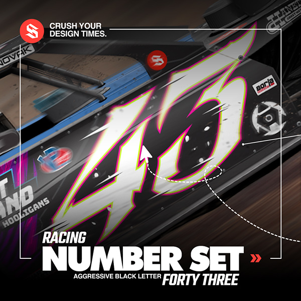 Black Letter Racing Number Set 43